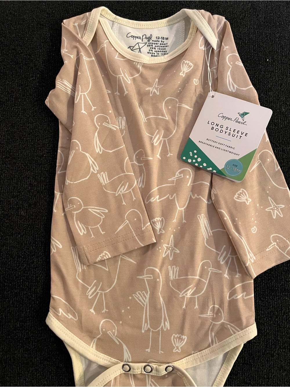 Copper Pearl long sleeve body suit NWT